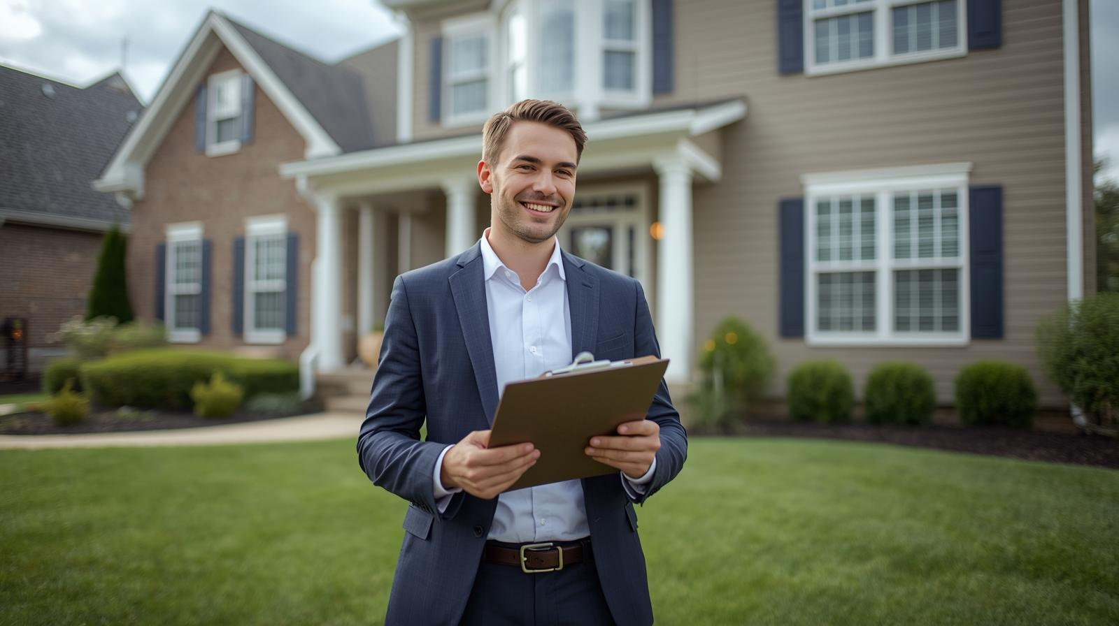 Corretor fazendo avaliação de aluguél imobiliário