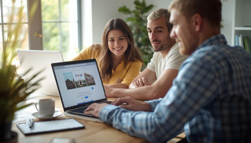 familia buscando no google imobiliárias