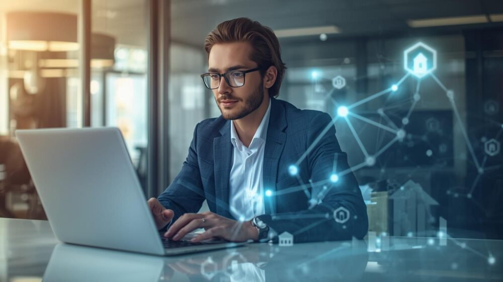 corretor de imóveis captndo e anunciando imóveis e portais